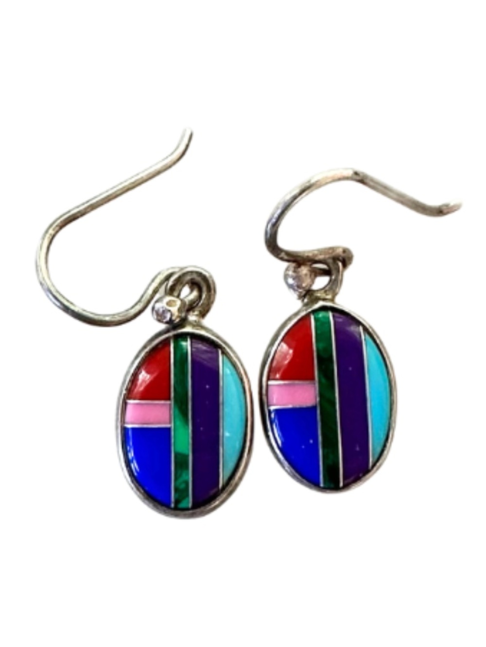Southwestern Multi-Stone Inlay Earrings – Sterling Mosaic Drop